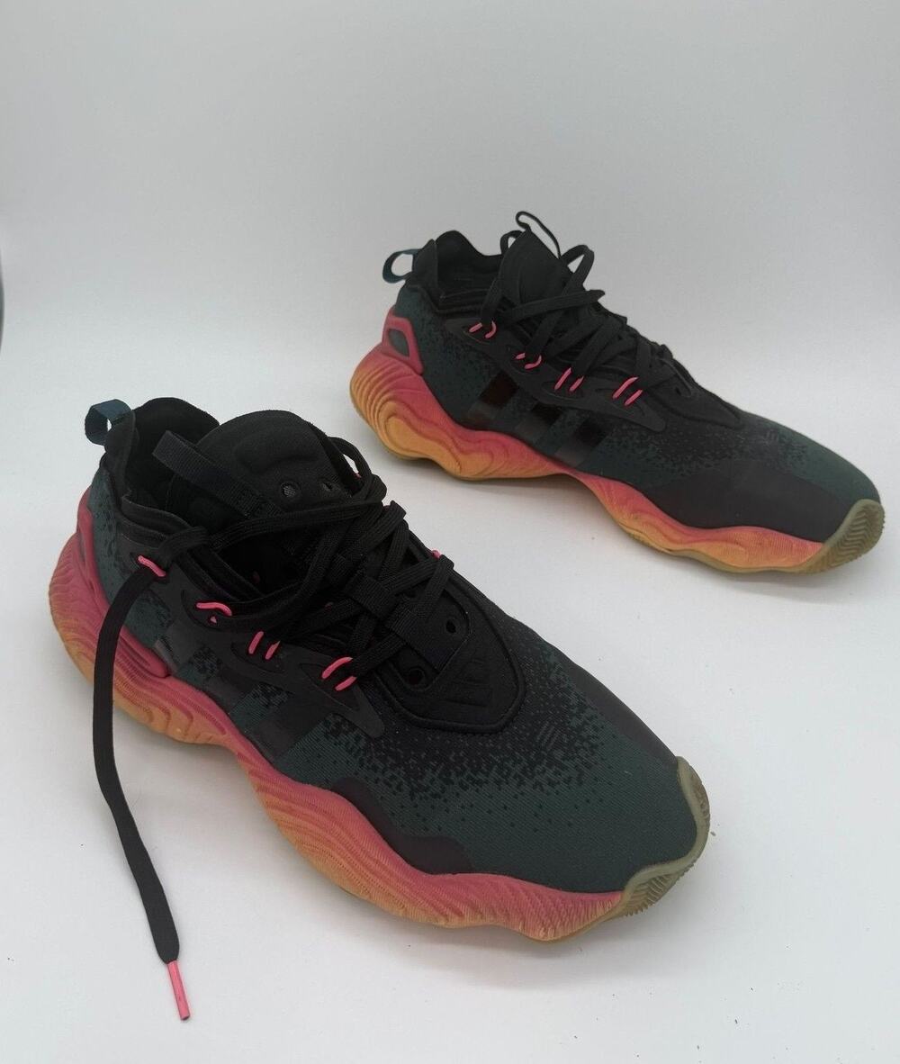 Adidas Shoes Mens Size 8 Black Pink Low Top Basketball Athletic Sneakers IF9303